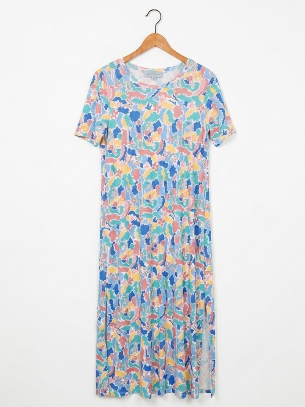 Tuckernuck Cabana Multicolor Flora Abstract Print Short Sleeve Maxi Dress Sz XS